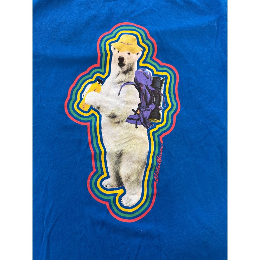 Eddie Bauer Kids Blue Polar Bear Hiking Graphic Tee Shirt Size M 8